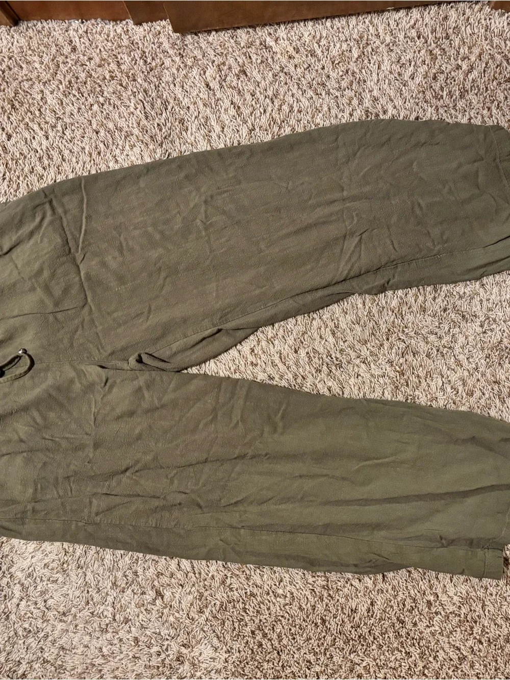 Women’s Olive Green Casual linen Drawstring Pants